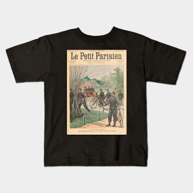 Paris Police on bicycles France 1900 Kids T-Shirt by artfromthepast